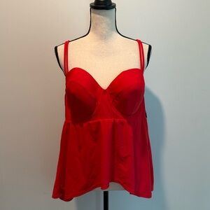 Swim by Cacique Lightly lined bandeau Tankini Swim Top Red NWT size 44C